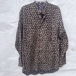 Enro // black, tan paisley print button down shirt size medium z26